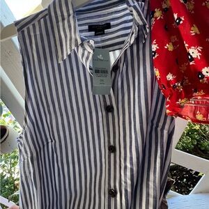 Ann Taylor Navy and White Striped dress